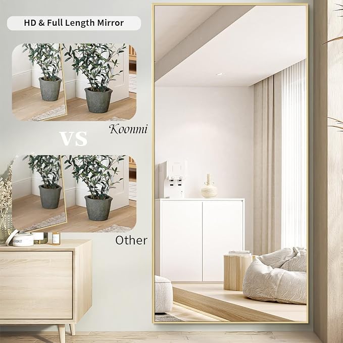 Koonmi 76"x34" Floor Mirror Full Length, Bedroom Floor Body Mirror - Image 3