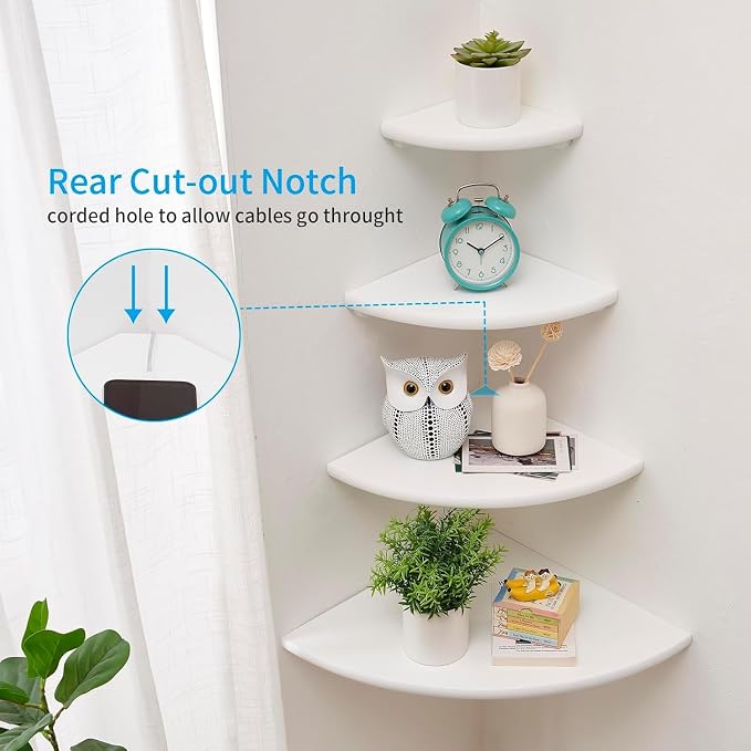 Corner Shelves, Floating Corner Shelf, Round End Wall Mount - Image 3
