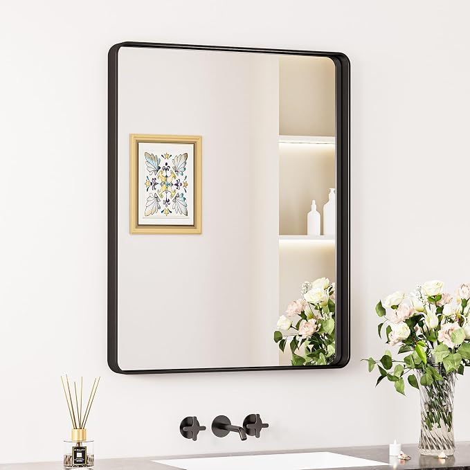 Keonjinn Black Mirror for Bathroom Sink, 24 x 30 Inch Sandblasted Finish by Keonjinn