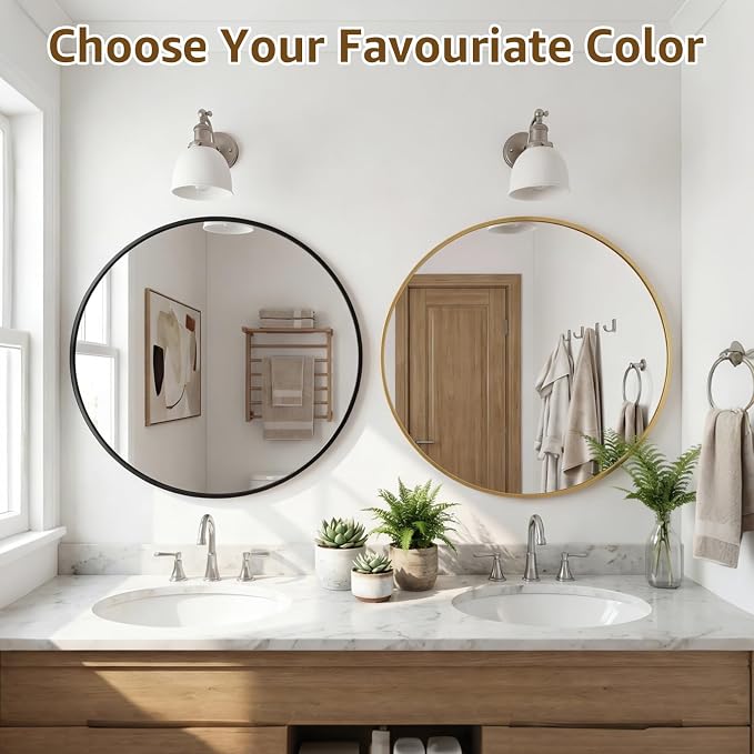 DUMOS 20 Inch Round Wall Mirror, Bathroom Mirror - Image 8