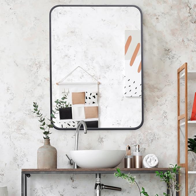 ZenStyle Black Metal Framed Rectangular Wall Mirror 22" x 30" Bathroom Mirror - Image 2