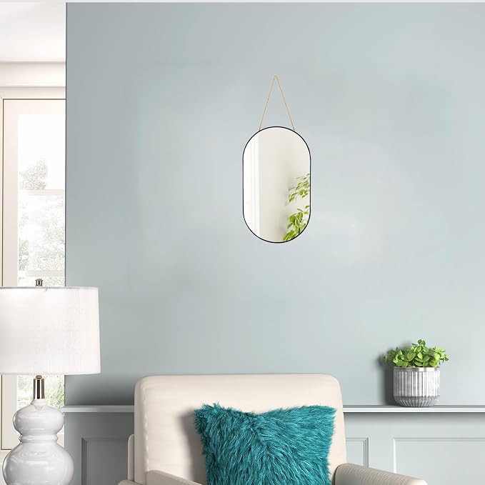 9.2x15.9 inch Black Mirror Oval, Wall Mirror Door Mirror PVC Plastic Frame - Image 3