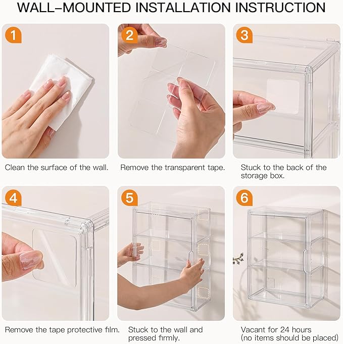 3 Tier Clear Display Case for Figures, Wall-Mounted Acrylic Storage Organizer - Image 5