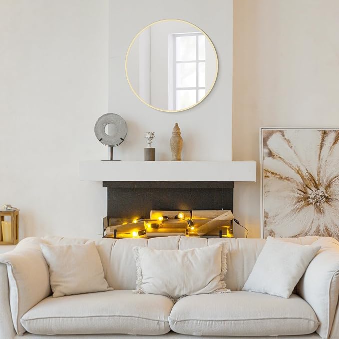 WallBeyond 20 inch Round Mirror Gold Circle Wall Mirror - Image 5