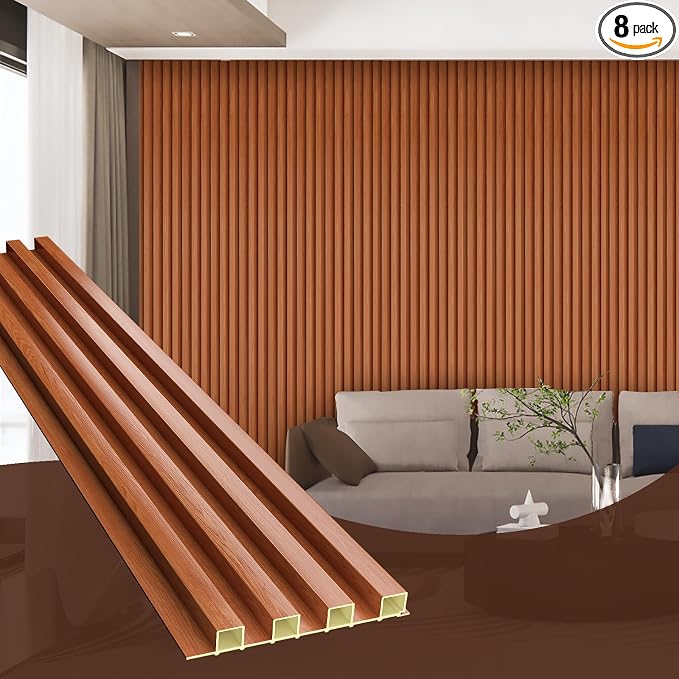 OUZUGIE WPC Acoustic Slat Wall Paneling, Living Room, TV Background, Study Room by OUZUGIE