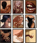 SEHSUVC Black Girl Posters Wall Art Set of 9, Abstract African American Woman by Unknown