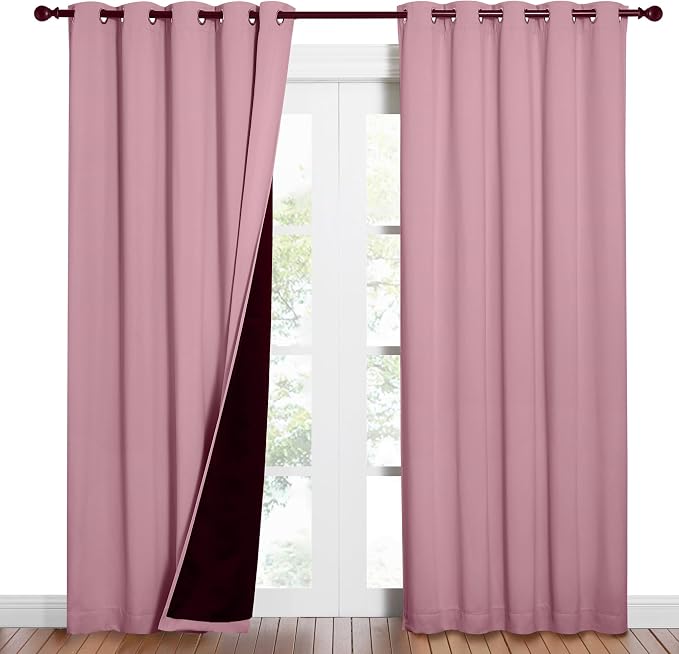 NICETOWN Crystal Pink Full Shade Curtain Panels, Pair of Energy Smart & Noise by NICETOWN