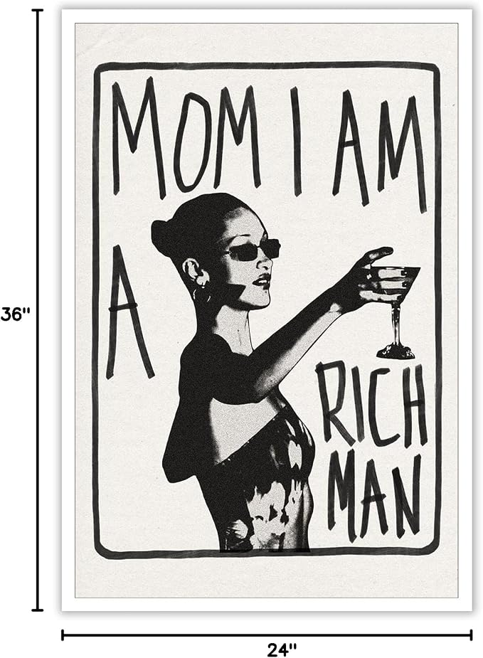 Liyark Mom I Am A Rich Man Aesthetic Retro Music Goblet Poster Feminist canvas - Image 8