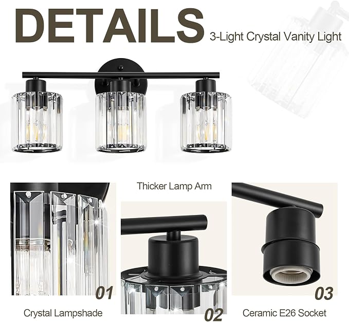 Crystal Bathroom Light Fixtures, Bathroom Lighting Fixtures Over Mirror - Image 4