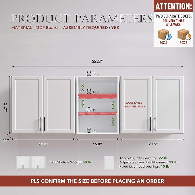 FIMELLO 62.8 ''W X 11''D X 21.7''H Wall Cabinets - Image 3