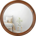 CULER Round Wall Mirrors 24 Inch, Wood Rustic Decorative Transitional Mirror by Culer