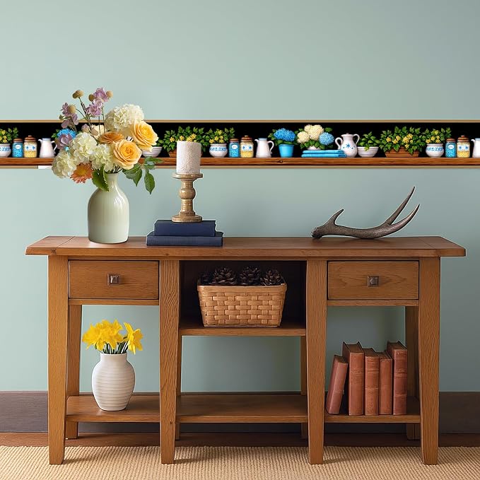 Kitchen Shelf Wallpaper Border 196x4 Inch Removable Wall Border Peel and Stick - Image 6