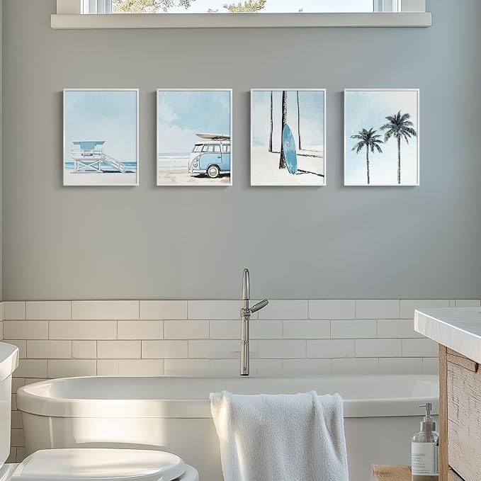 Framed Blue Coastal Beach Wall Art - Image 2
