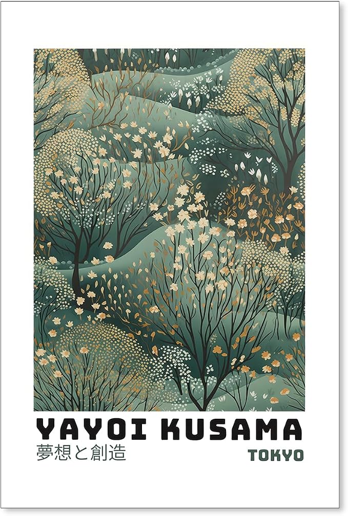 Yayoi Kusama Inspired Poster Japanese Botanical Wall Art Abstract Yayoi Kusama by Unknown