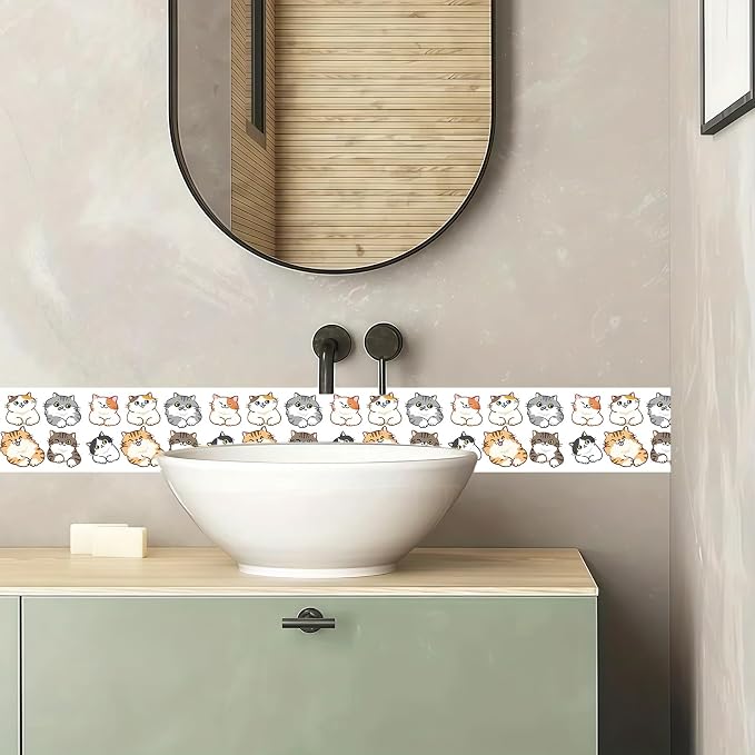 Wallpaper Border Peel and Stick Cute Cartoon Cat - Image 5