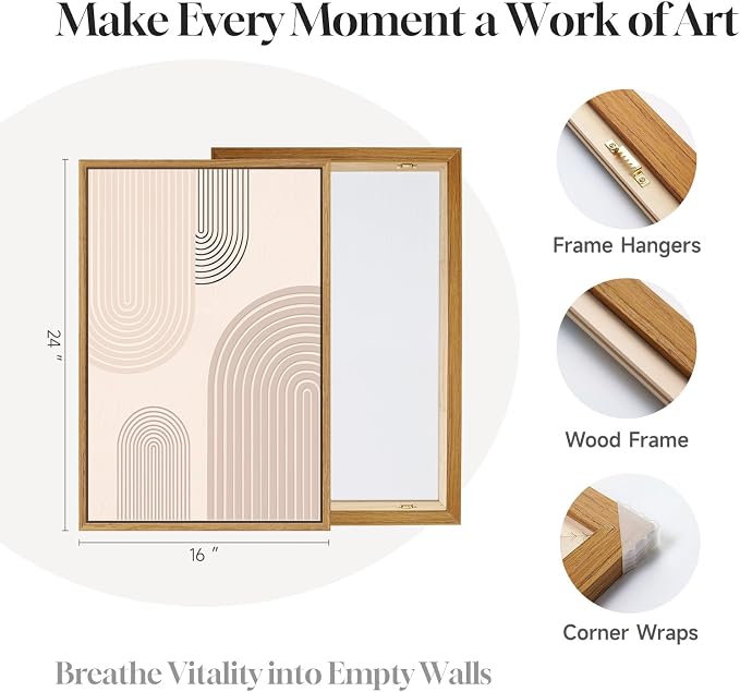 3 Piece Framed Neutral Boho Wall Art - Image 7