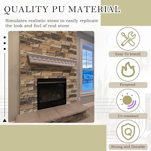4 Pack Faux Stone Panels Interior 45.6''l x 11.8''h x 0.98''d Faux Siding - Image 6