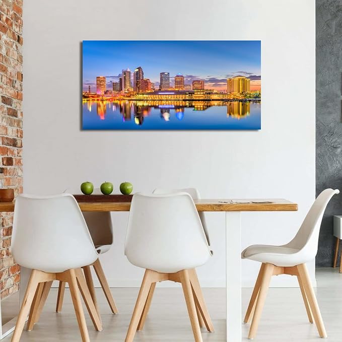 AIYISU Florida Wall Art Tampa Downtown Skyline Canvas Picture USA City - Image 3