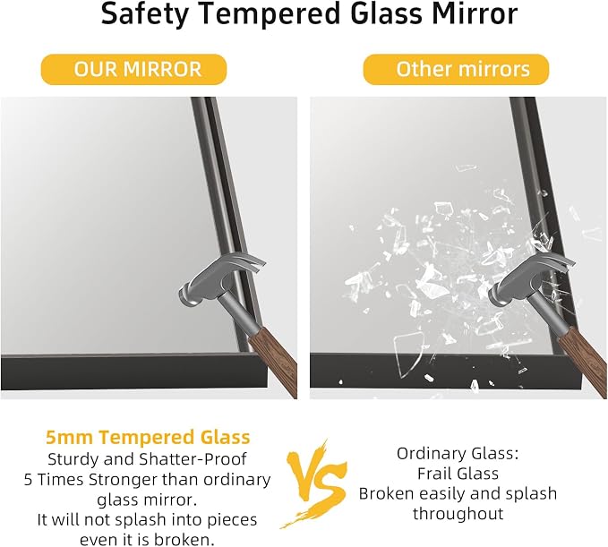 22x30 Inch Bathroom Mirror for Over Sink, Rectangular Black Mirror, Mirrors for - Image 4