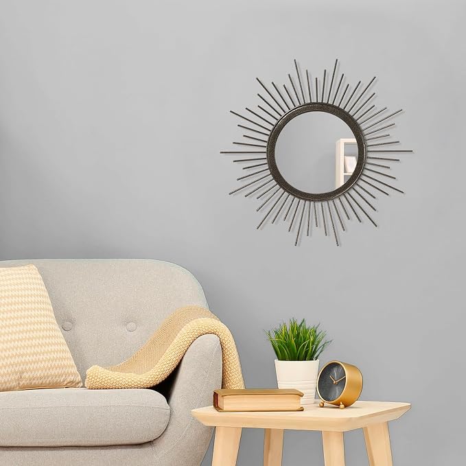 Large Spoked Sunburst Wall Mirror Boho Home Decor Round Wall Art Mirror Modern - Image 3