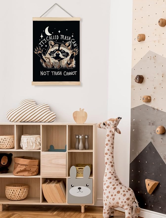 Foritho Funny Motivational Raccoon Meme Poster Wall Art Framed - Image 6