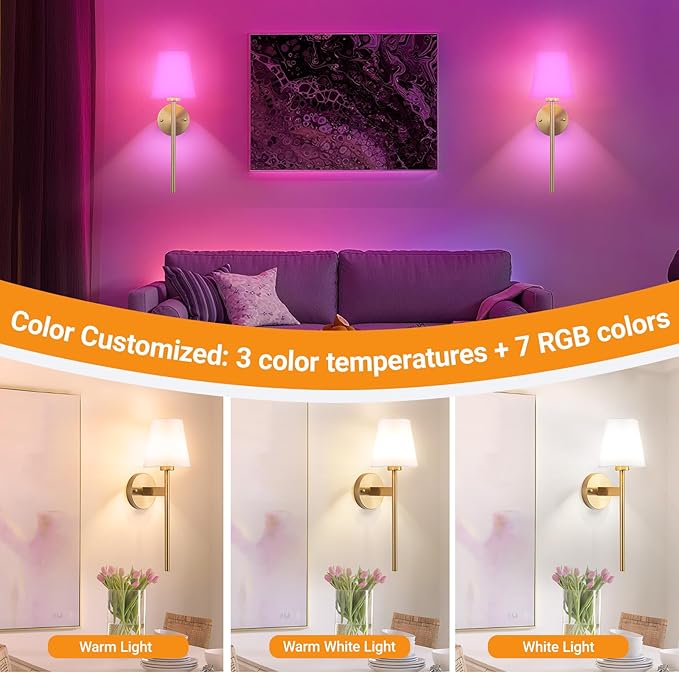 Battery Operated Wall Sconces Set Of 2, Wireless Battery Wall Light - Image 5