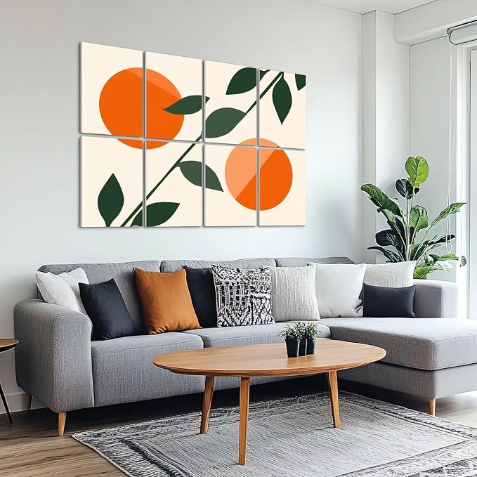 8 Pack Art Acoustic Panels Sound Absorbing Boho Botanical Leaf Orange Green - Image 6