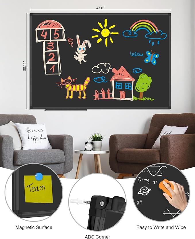 XBoard Magnetic Chalkboard 48 x 31 inch Chalk Board/Black Board, Display - Image 2