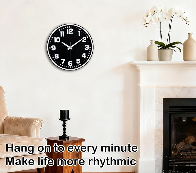 Modern Silent Wall Clock, 12 Inch Non-Ticking Battery Operated Clock, Round - Image 2