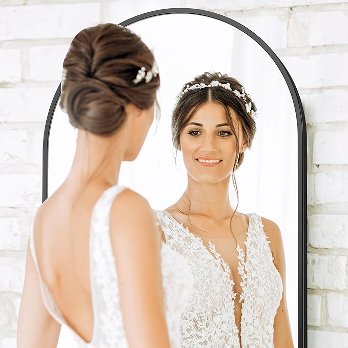 Sweetcrispy 64"x21" Arched Full Length Mirror, Leaning or Standing Full Body - Image 4