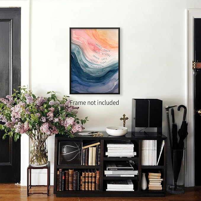 Mental Health Poster Inhale Exhale Meditation Wall Art Vintage Abstract - Image 3