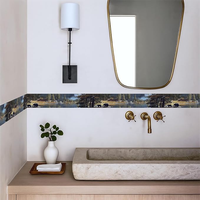 Forest Lake Wallpaper Border 196x4 Inch Peel and Stick Wall Border Self - Image 3