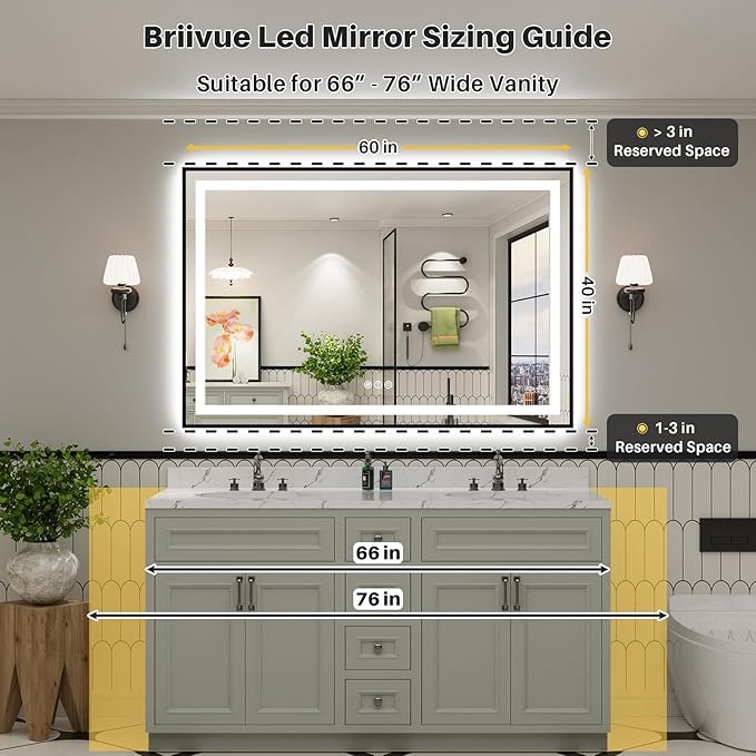 60x40 Inch LED Bathroom Mirror - Image 3