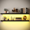 BAMEOS Floating Shelves with LED Light, Wall Mounted Wooden Shelves with by BAMEOS