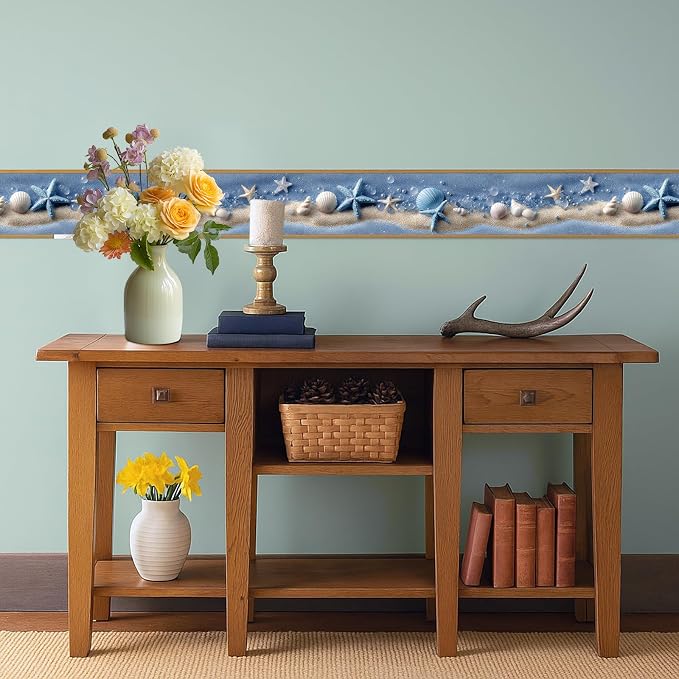 Beach Seashell Wallpaper Border 196x4 Inch Peel and Stick Wall Border Self - Image 6