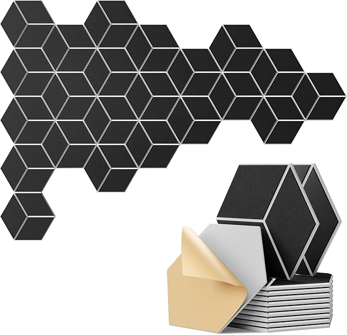 22-Pack Self-Adhesive Acoustic Panels, Flame-Resistant Soundproof Foam. Absorbs by Dailycooper