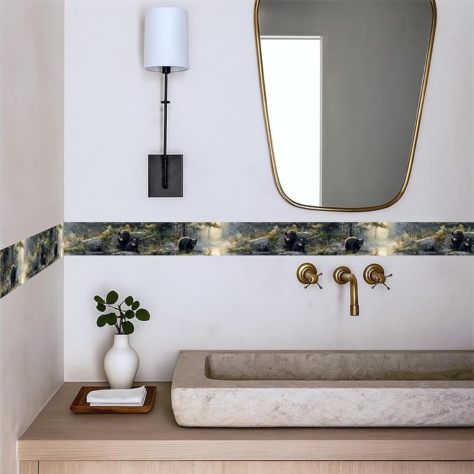 Forest Bear Wallpaper Border 196x4 Inch Peel and Stick Wall Border Self - Image 3