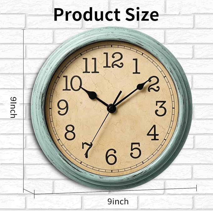 Wall Clock, 9 Inch Silent Wall Clocks Battery Operated, Decorative Clocks - Image 2