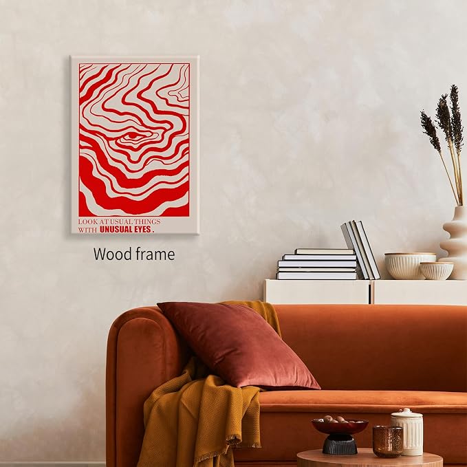 Retro Red Abstract Eye Canvas Wall Art Vintage Hippie Trippy Poster Affirmation - Image 7