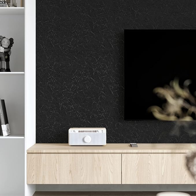 Cohoo Home Black Silk Peel and Stick Wallpaper - Image 2