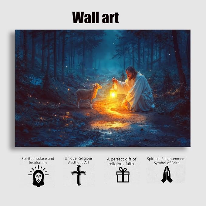 Christian wall art decor for prayer room, Jesus and Lamb canvas Wall decor - Image 7