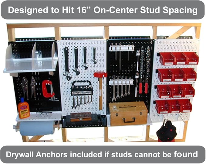 Wall Control Pegboard 32in x 16in Green Metal Pegboard Tool Board Panel - Image 9