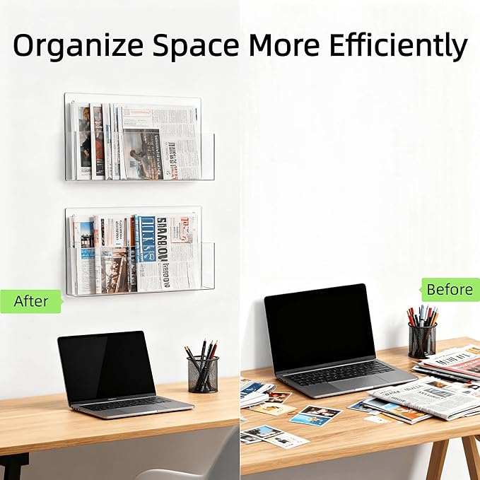 Clear Acrylic Single Pocket Wall Mount File Holders, Self-Adhesive Plastic - Image 2