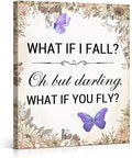 Inspirational Purple Butterfly Wall Art Decor, What If You Fly Motivational by VAHATAN