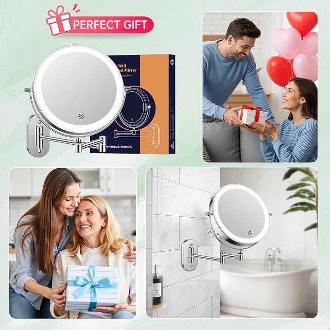 FUNTOUCH 5000mAh Rechargeable Wall Mounted Makeup Mirror - Image 7