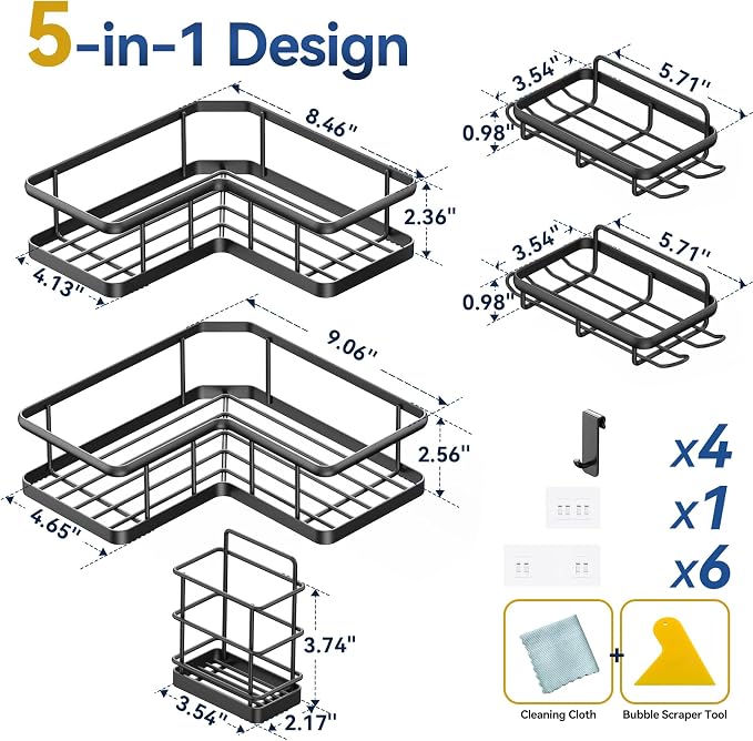 YASONIC Corner Shower Caddy, No Drilling Shower Shelf - Image 2