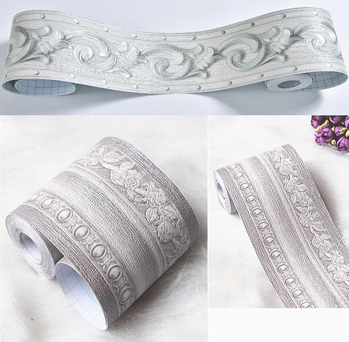 UPREDO 3D Decorative Floral Molding Waterproof Wallpaper Border Peel and Stick - Image 4