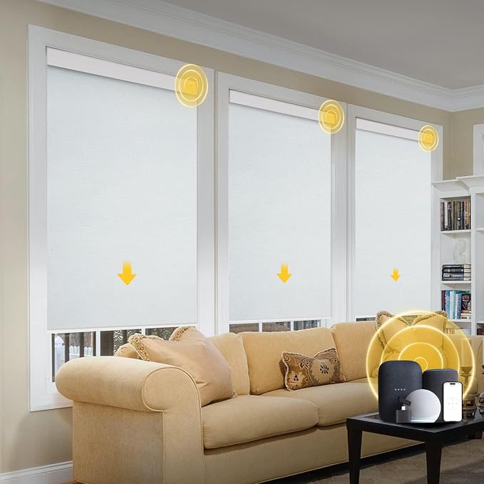 Motorized Smart Blinds With Remote, Grasscloth Fabric Roller Shades With by Enjoyyoursmartlife