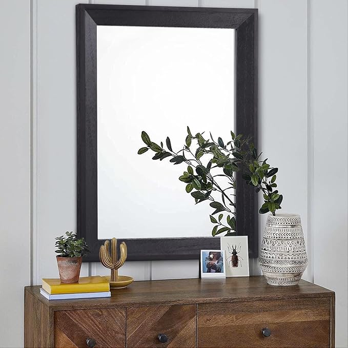 AAZZKANG Black Mirrors for Wall Rectangle Wood Framed Large 28"x20" Decorative - Image 3