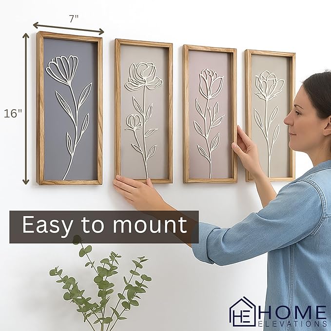 Product Elevations 3D Bathroom Art Set of 4 – Wooden Framed Wall Art - Image 2
